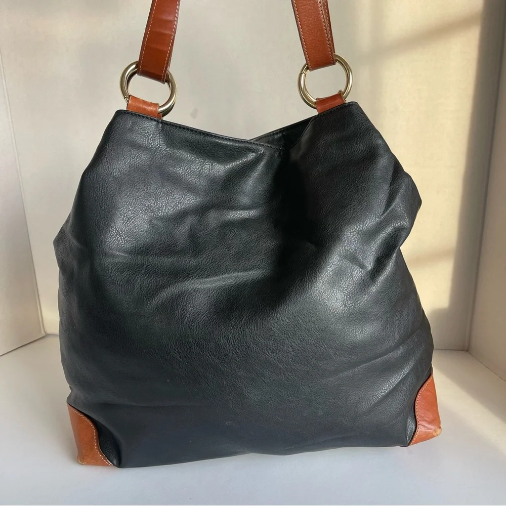CEDARS Shoulder Tote Bag Purse Black/Brown Lined In Leather European Designer. - Picture 6 of 15